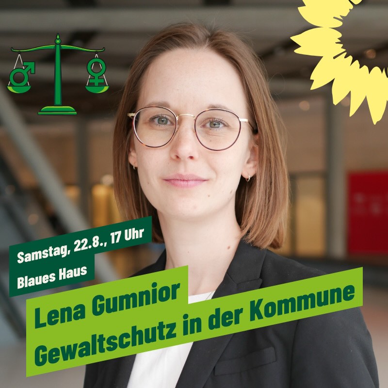 Gewaltschutz in der Kommune
Veranstaltung mit Dr. Lena Gumnior, MdB
Am 22.8.2026 um 17 Uhr im Blauen Haus, Findorffstr. 9, Worpswede

Gewalt gegen Frauen hat in Deutschland ein erschreckendes Ausmaß erreicht. Wenn fast jeden Tag eine Frau durch ihren Partner oder Ex-Partner getötet wird, dann ist das eine Sicherheitskrise! Doch der gesellschaftliche Aufschrei bleibt aus. Dabei ist Gewalt keine Privatsache, sondern der Kampf dagegen ist eine Aufgabe für uns alle. 

Wir Grünen in Worpswede stellen uns daher die Frage, was wir hier vor Ort tun können, um Frauen vor Gewalt zu schützen. Zur Kommunalwahl treten wir mit einer rein weiblichen Liste an. Das ist für uns auch ein Statement für die Gleichberechtigung der Geschlechter. Denn Frauen sind in der Kommunalpolitik immer noch unterrepräsentiert. Im aktuellen Gemeinderat Worpswede sind nur 8 von 25 Mitgliedern weiblich, das ist weniger als ein Drittel!

Unsere Bundestagsabgeordnete Dr. Lena Guminor ist Juristin und Obfrau des Rechtsausschusses. Sie setzt sich damit für eine feministische und evidenzbasierte Rechtspolitik ein, unter anderem für „Nur Ja heißt Ja“ im Sexualstrafrecht. Gemeinsam mit ihr wollen wir diskutieren, was wir ganz konkret hier vor Ort unternehmen können, um Worpswede zu einem sicheren Ort für Frauen zu machen. Warum hat der Landkreis Osterholz kein Frauenhaus? Was brauchen junge Frauen, um sich auf dem Heimweg durch den Ort sicher zu fühlen? Wo finden von Gewalt Betroffene Hilfe? 

Wir freuen uns auf eine rege Diskussion mit allen Besucher*innen.