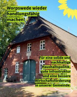 Daran hängt fast alles: die prekäre finanzielle Situation unserer Kommune. Hier kommen unsere Ideen, wie wir Worpswede finanziell besser aufstellen und damit handlungsfähig machen können.
Findest du gut? Dann gib uns deine 3 Stimmen bei der Wahl des Gemeinderates am 13.09. 💚💚💚